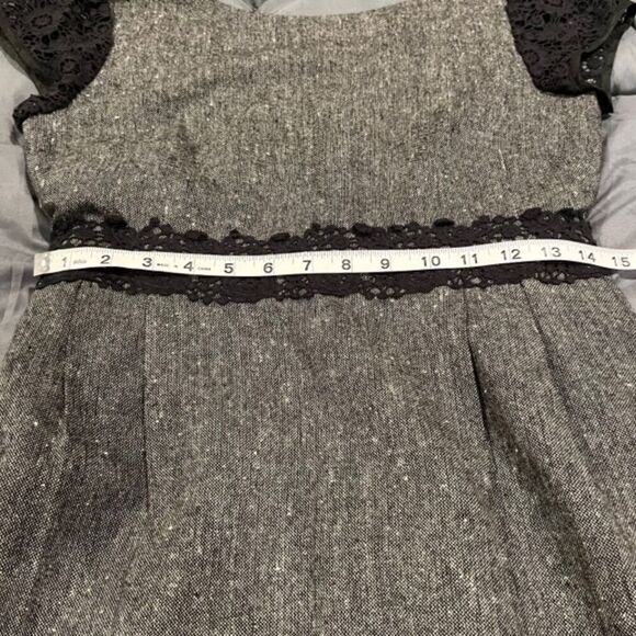J. Crew Wool Blend Tweed Dress with Lace Waist Detail Lined Pockets Size 2 - Picture 11 of 12